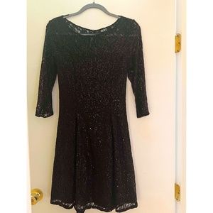 SLNY Black Sequin Lace Cocktail Dress Size 6